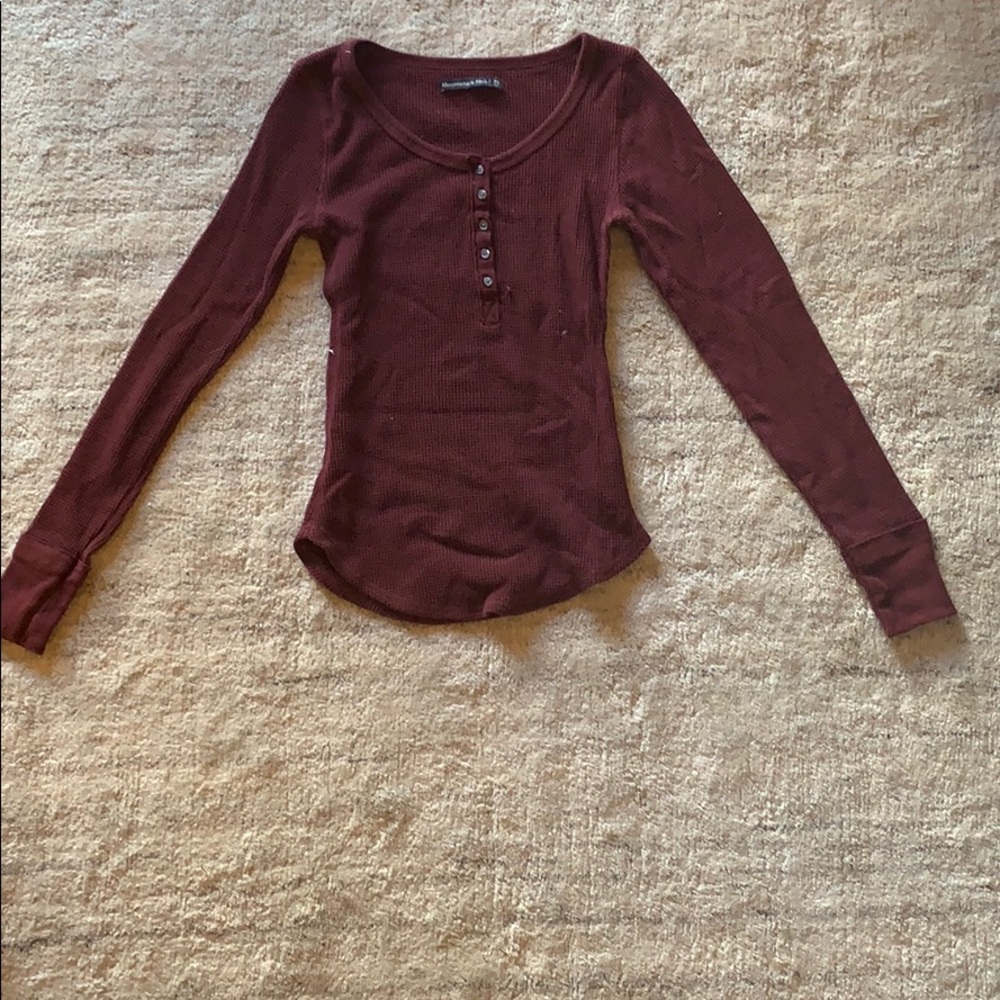 Maroon long sleeve button top